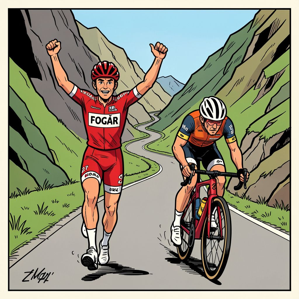 Tadej Pogacar wint na een slipper in de berm alsnog de zesde etappe van de Vuelta.