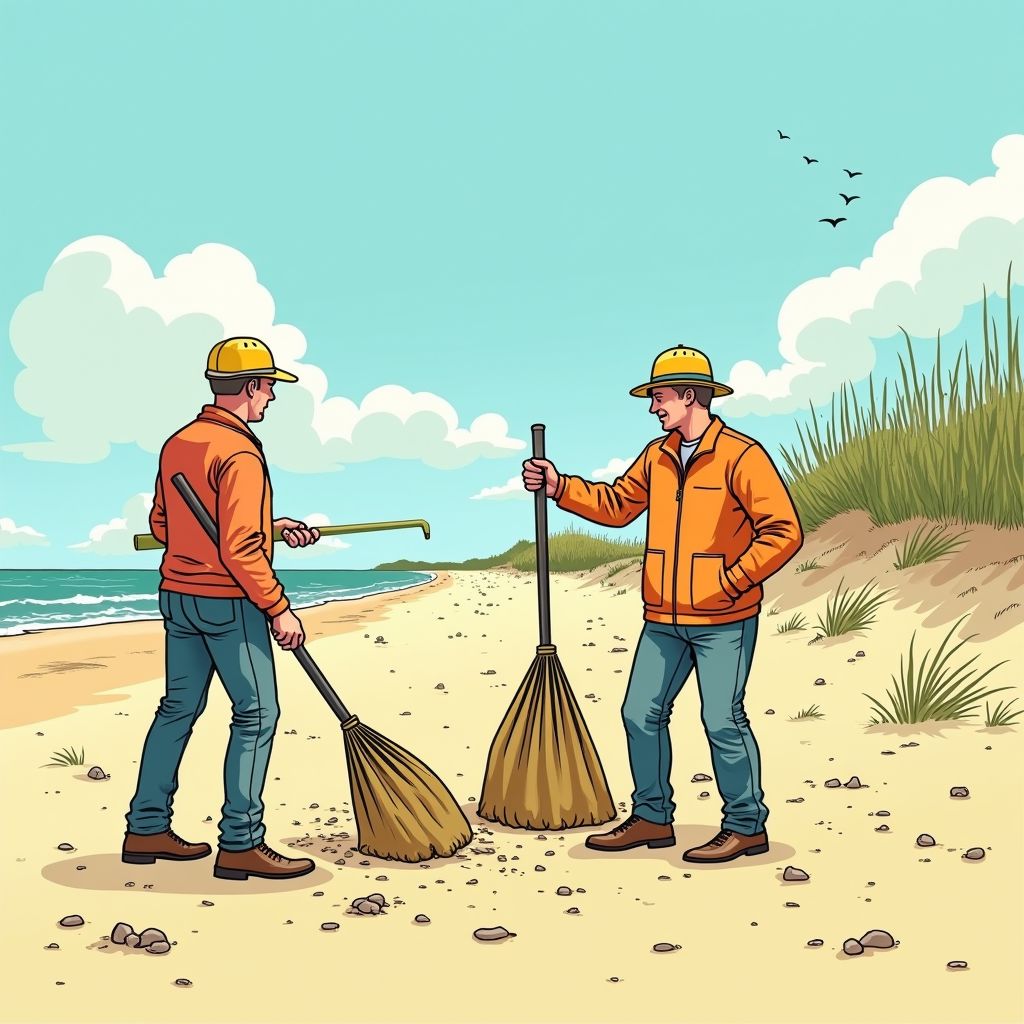 Machines maken plaats voor vrijwilligers op nieuwe groene strand in Scheveningen