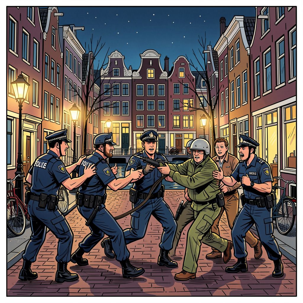 De Amsterdamse politie pakt acht raddraaiers op na de verloren WK-wedstrijd van Marokko.