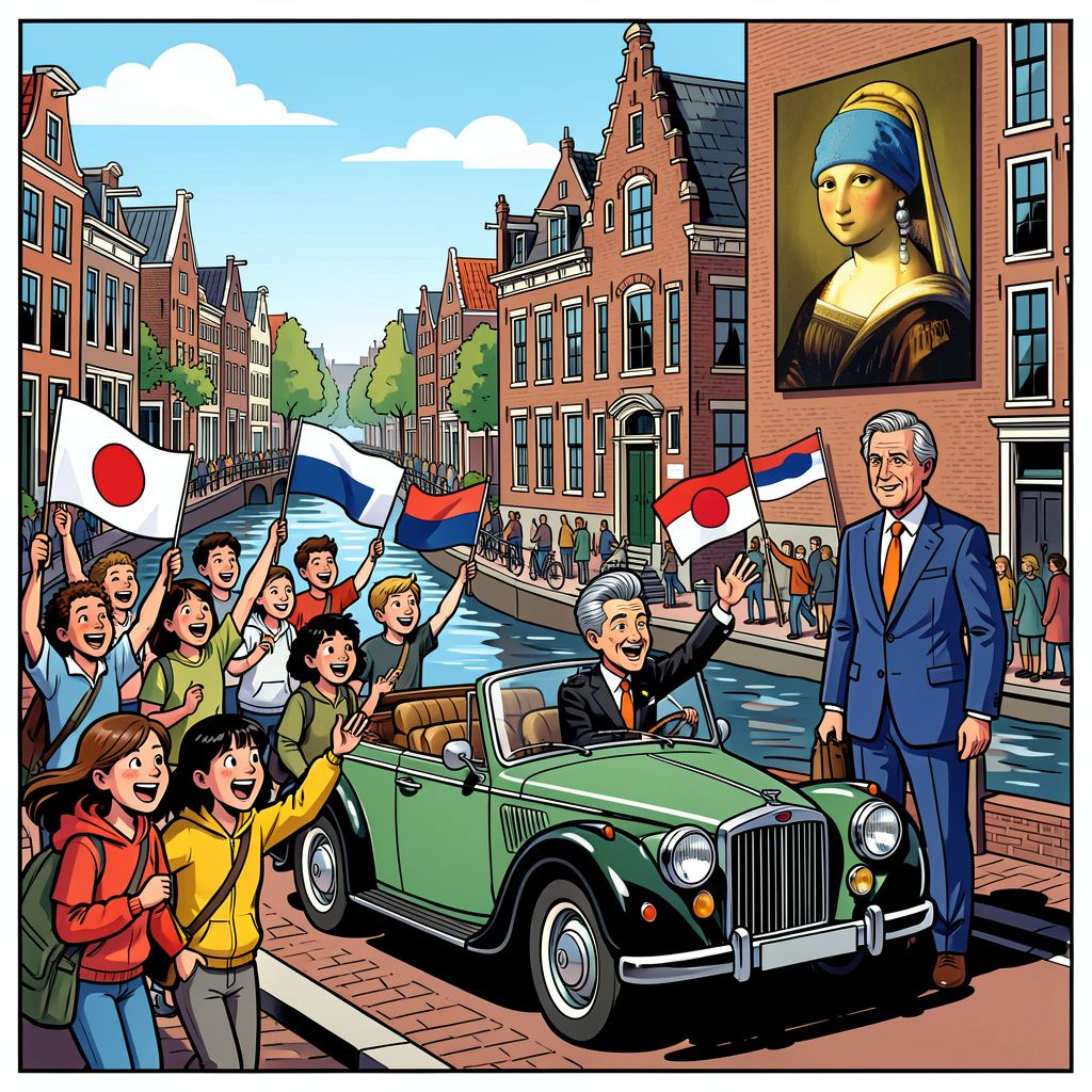 waarom stond het rapenburg in leiden vol met juichende studenten voor de keizer van japan?