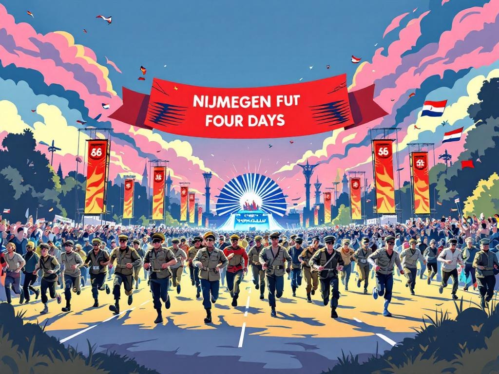 Finale van de Nijmeegse Vierdaagse: Wandelaars knallen naar de finish!