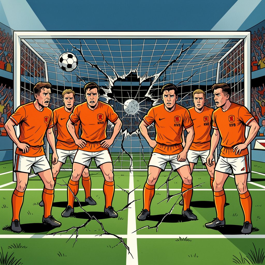 Het Nederlands elftal laat dit jaar elke wedstrijd een doelpunt door en evenaart een historisch dieptepunt uit 1951.