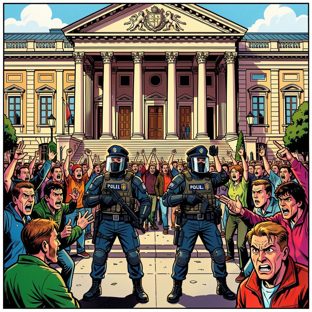 de poolse politie bewaakt het grondwettelijk hof na een felle escalatie tussen regering en oppositie.