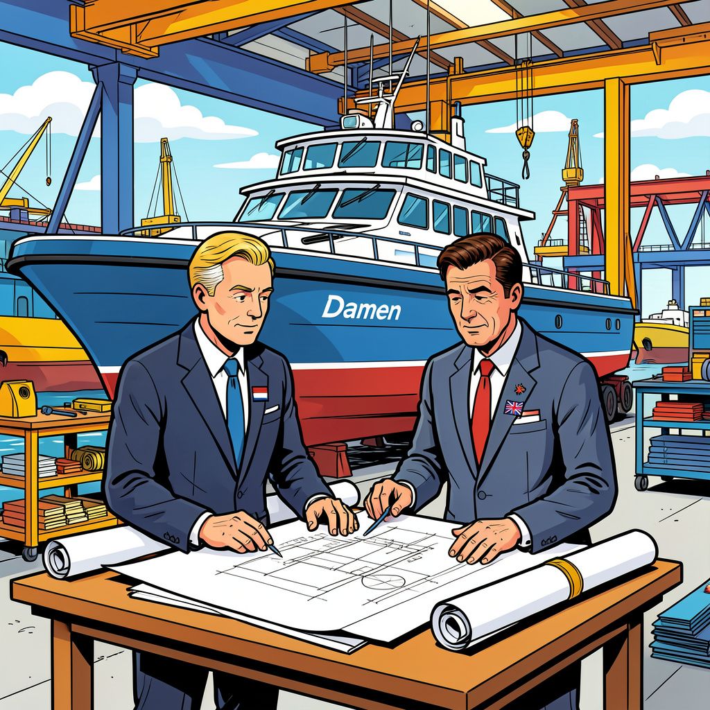 De Nederlandse scheepsbouwer Damen mag de nieuwe megaschepen voor de Nederlandse en Britse marine ontwerpen.