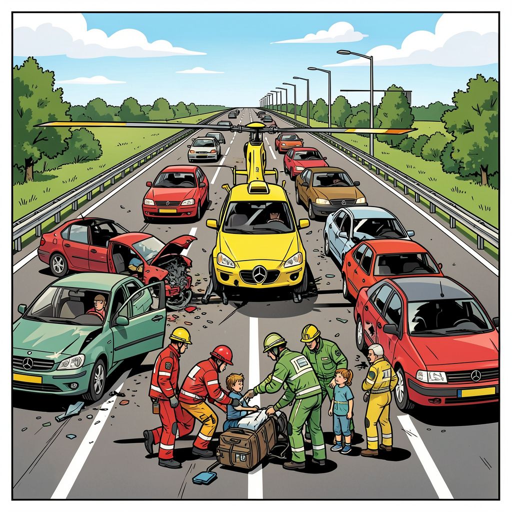 Vijf auto's botsen op de snelweg A4 bij Halsteren en blokkeren de weg tot diep in de avond.