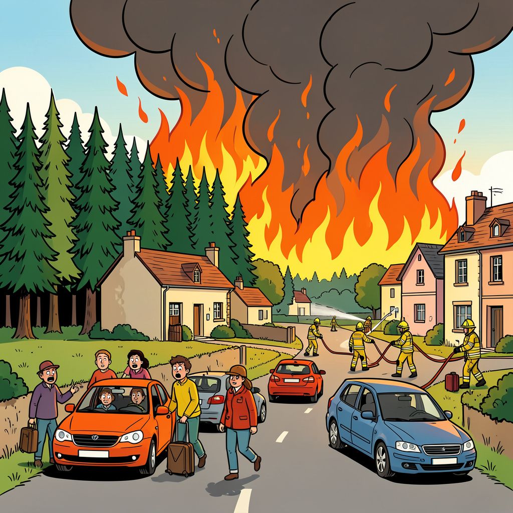 Een woedende bosbrand nadert het Franse dorp Luglon tot op twee kilometer en dwingt honderden inwoners te vluchten.