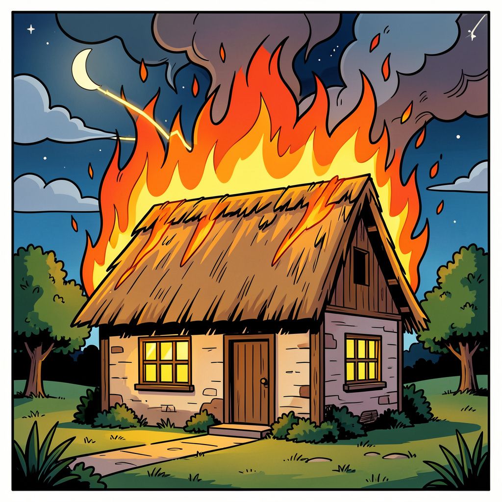 Harde klap schrikt bewoners op: bliksem veroorzaakt grote brand in rieten dak