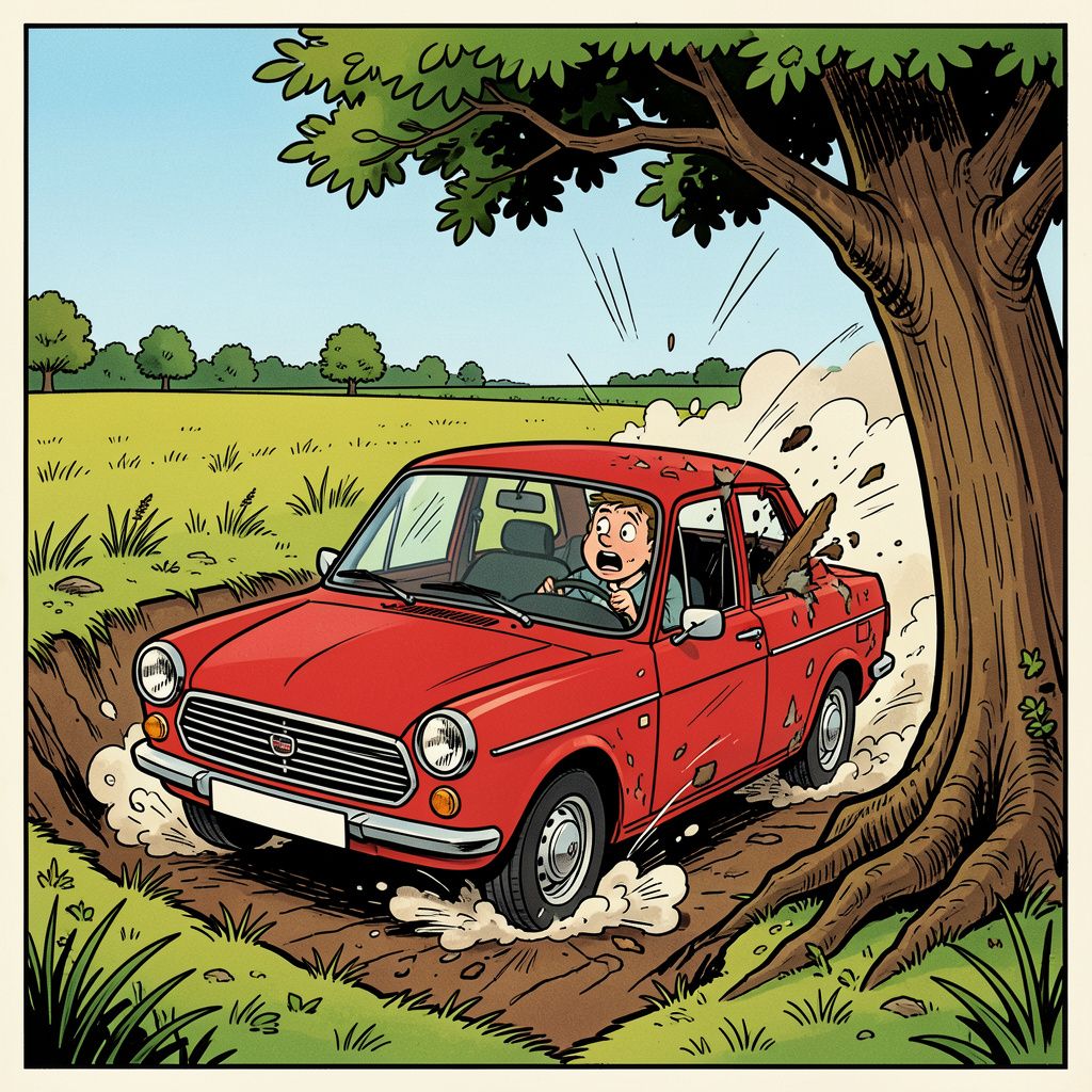 Auto raakt boom en belandt in greppel: bestuurder met de schrik vrij