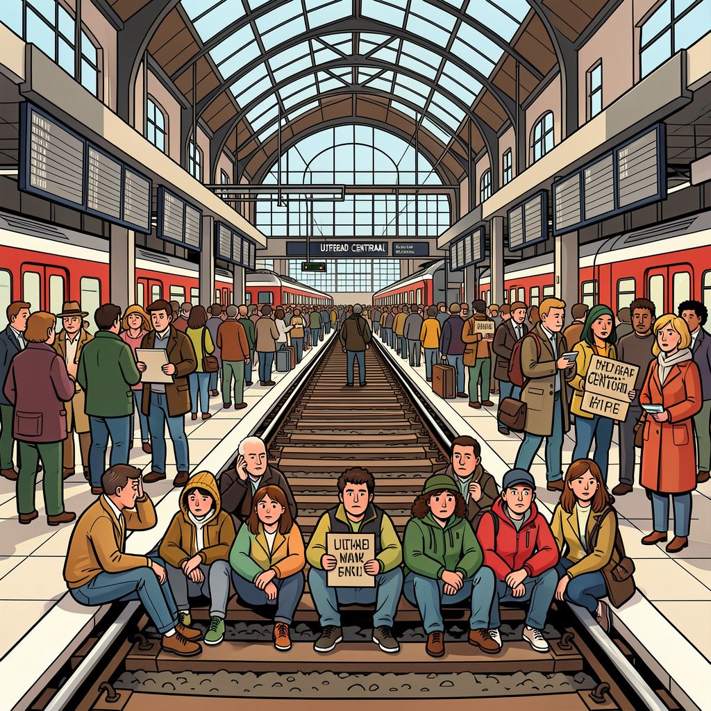 Een halfuurtje protesteren op het spoor kost Utrecht Centraal al snel een ton.