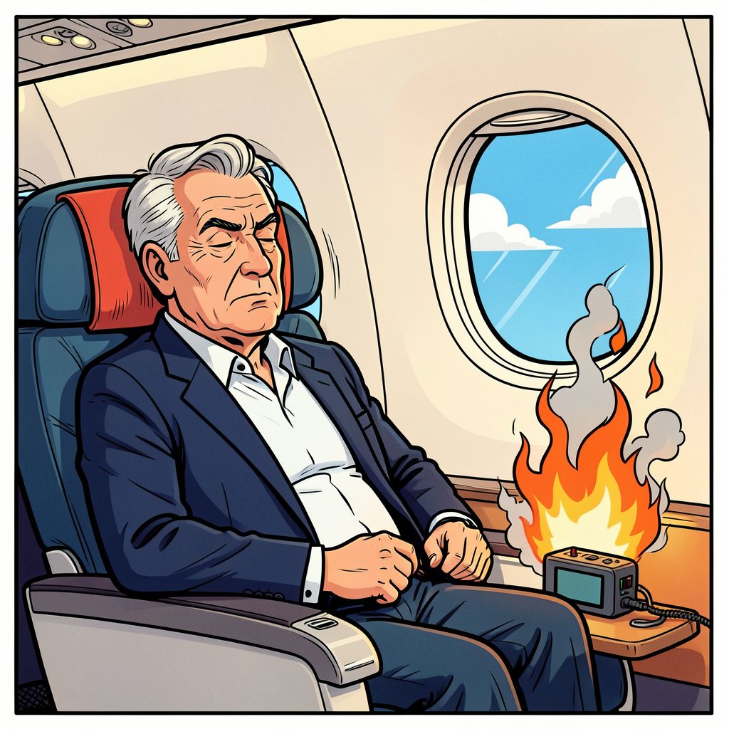 Een brandende powerbank van oud-KLM-directeur Camiel Eurlings dwingt vlucht tot omkeren.