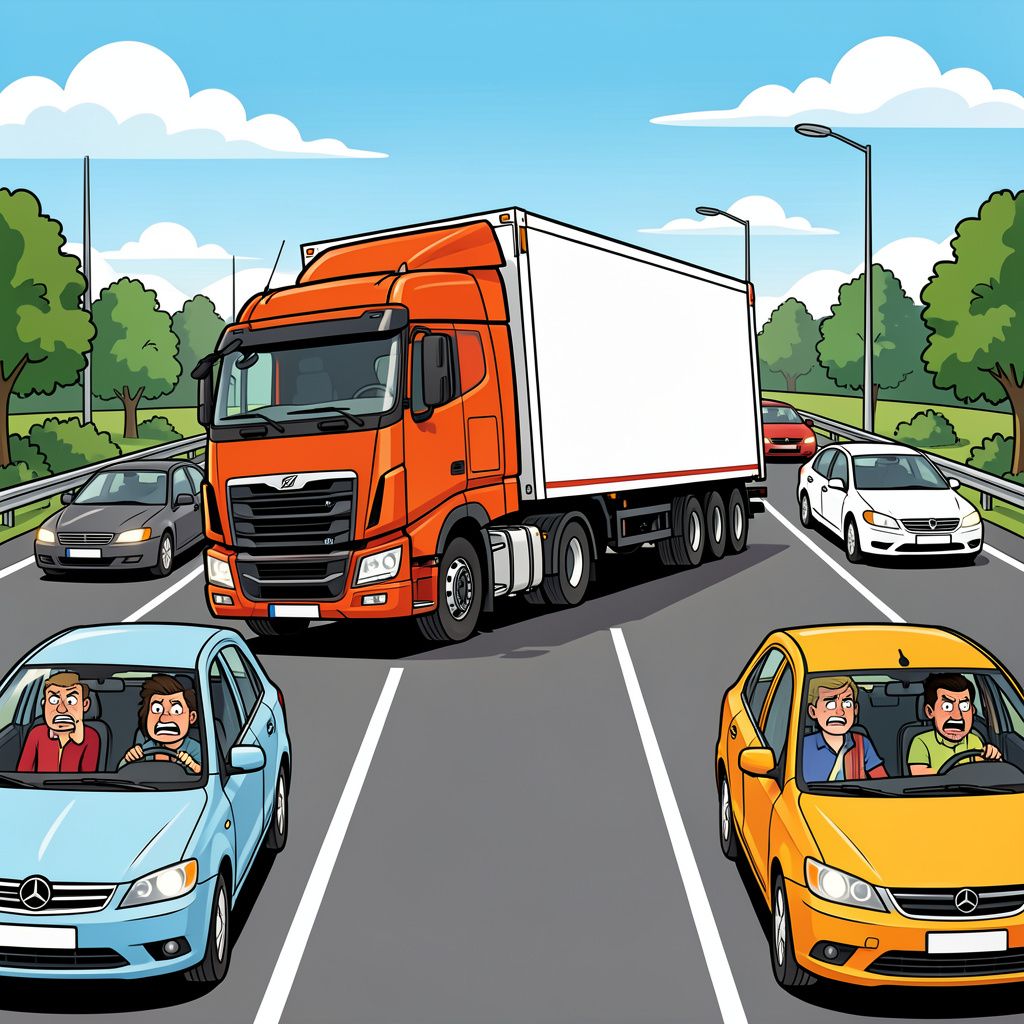 Geschaarde vrachtwagen zet het verkeer
