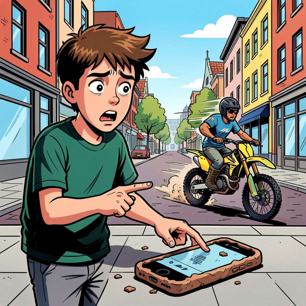 Een Belgische tiener verliest zijn crossmotor aan een dief met een neptelefoon vol klei.