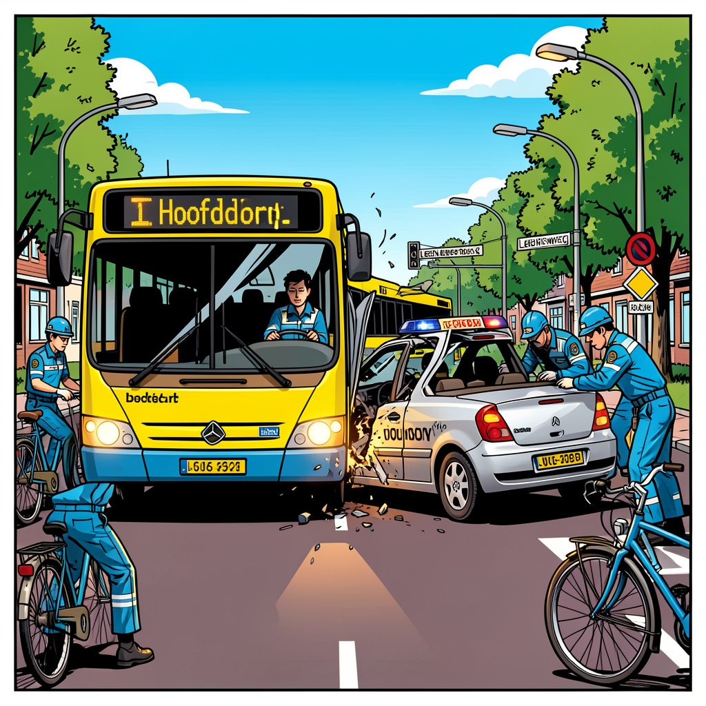 Lijnbus en auto knallen frontaal op elkaar bij kruising Hoofddorp