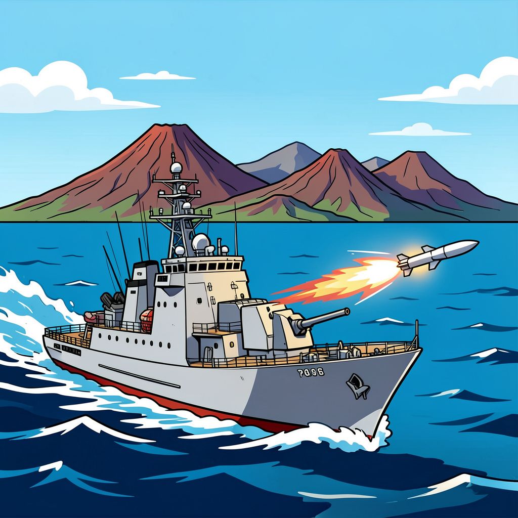 Russische militairen vuren raketten af vlak naast Japan.