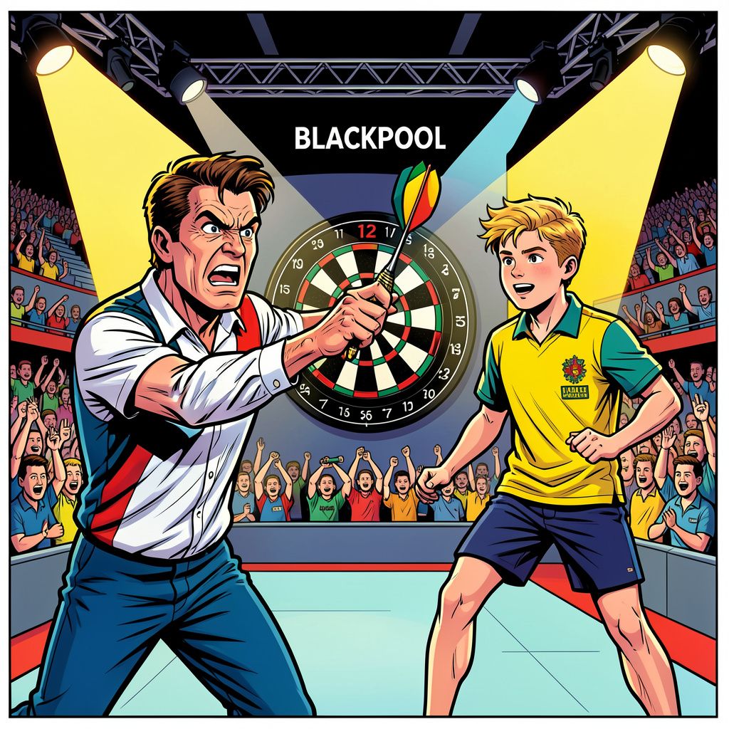 Onze vliegende auberginekweker Dirk van Duijvenbode slaat toe in Blackpool en bereikt de halve finale.