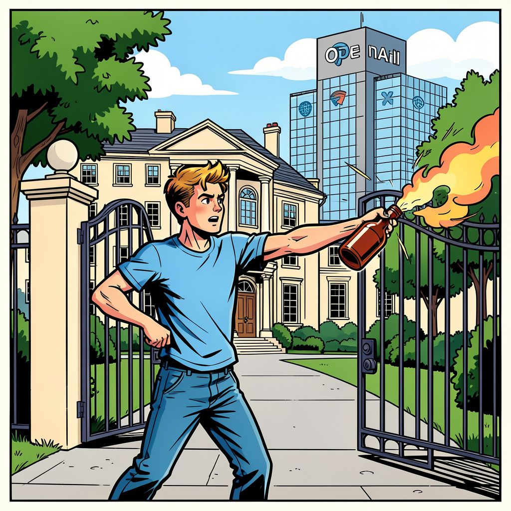 20-jarige gooit brandbom naar AI-baas en bedreigt daarna hoofdkantoor