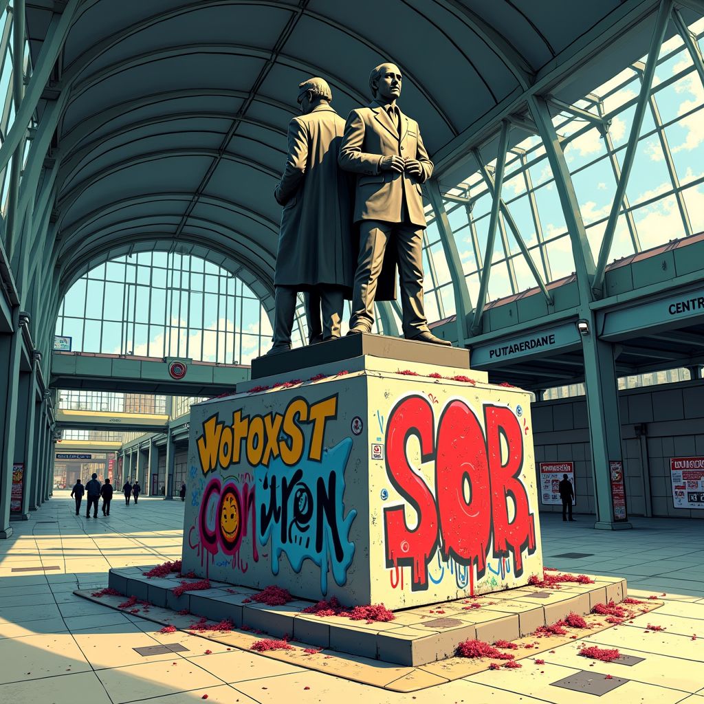 Racistische graffiti bij iconisch Rotterdam standbeeld schokt hele stad