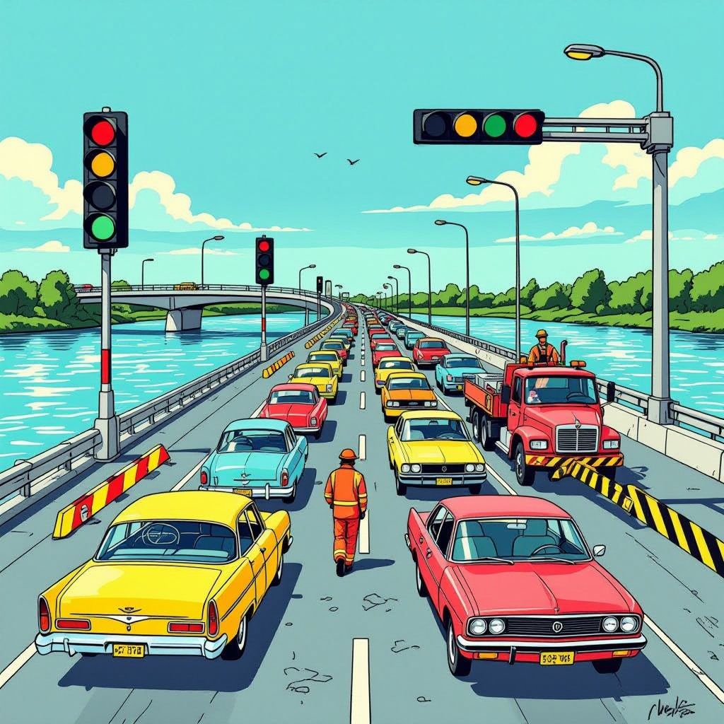 Auto ramt slagboom Volkerakbrug en blokkeert duizenden forenzen urenlang