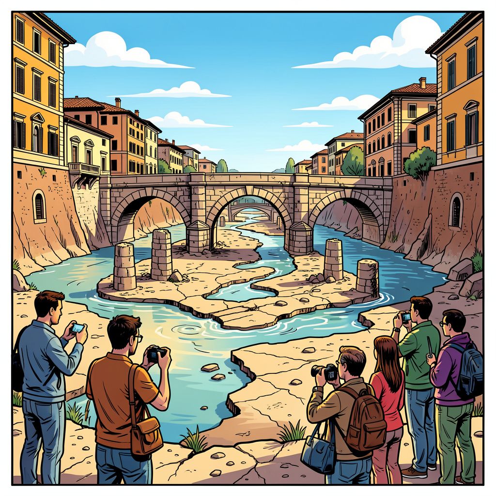 Extreme droogte in Rome legt de verborgen brug van keizer Nero bloot.