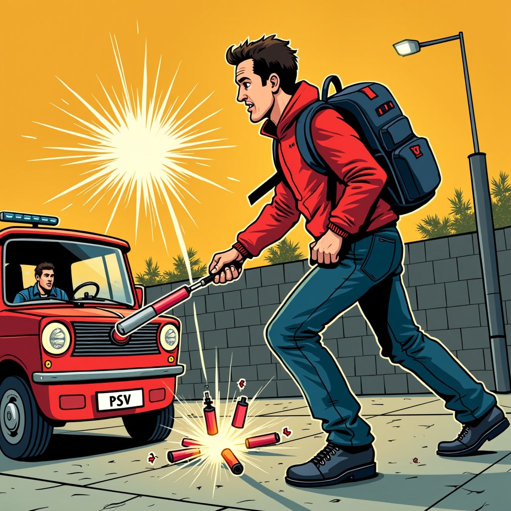 PSV-fan gooit zwaar vuurwerk naar agenten en wordt opgepakt met illegale explosieven in rugzak