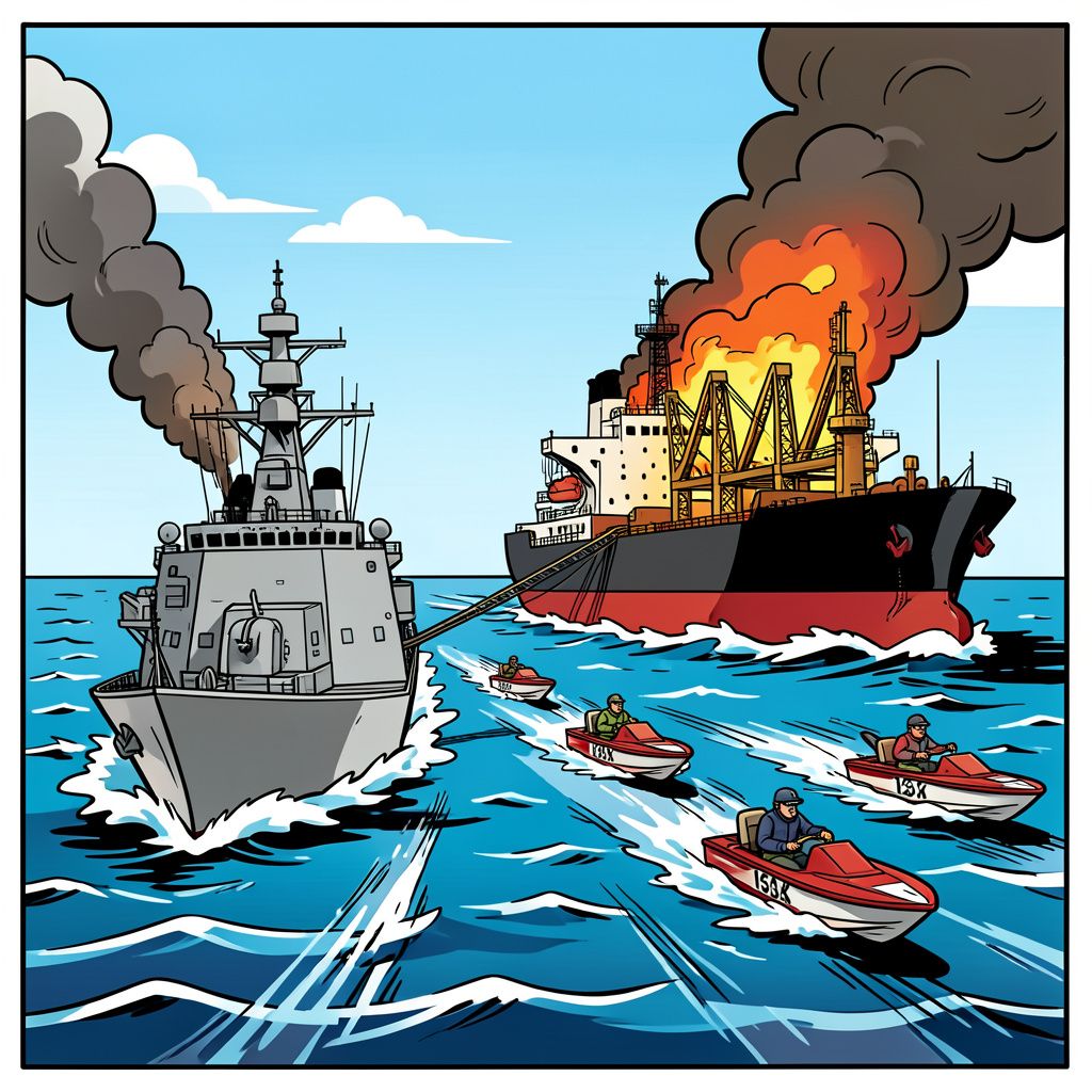 Iran valt olietankers aan onder de neus van de Amerikaanse marine.