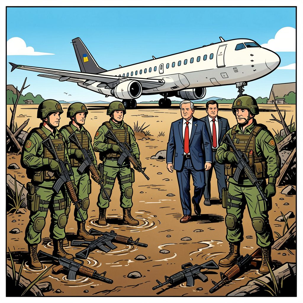 Oekraïense soldaten leggen tijdelijk de wapens neer voor de komst van Amerikaanse gezanten.