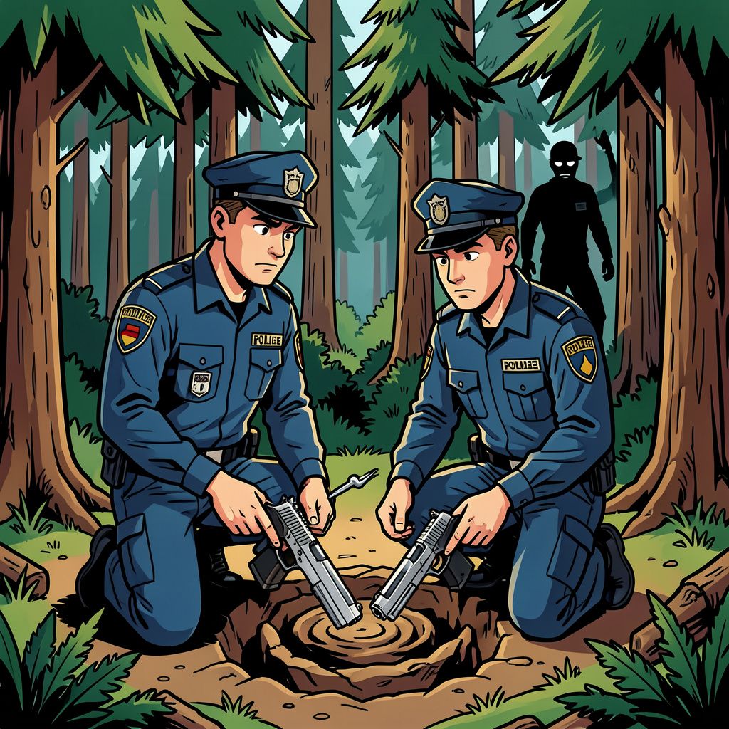 De Duitse politie vindt een geheim Russisch wapendepot voor moordaanslagen in een bos vlak bij Berlijn.