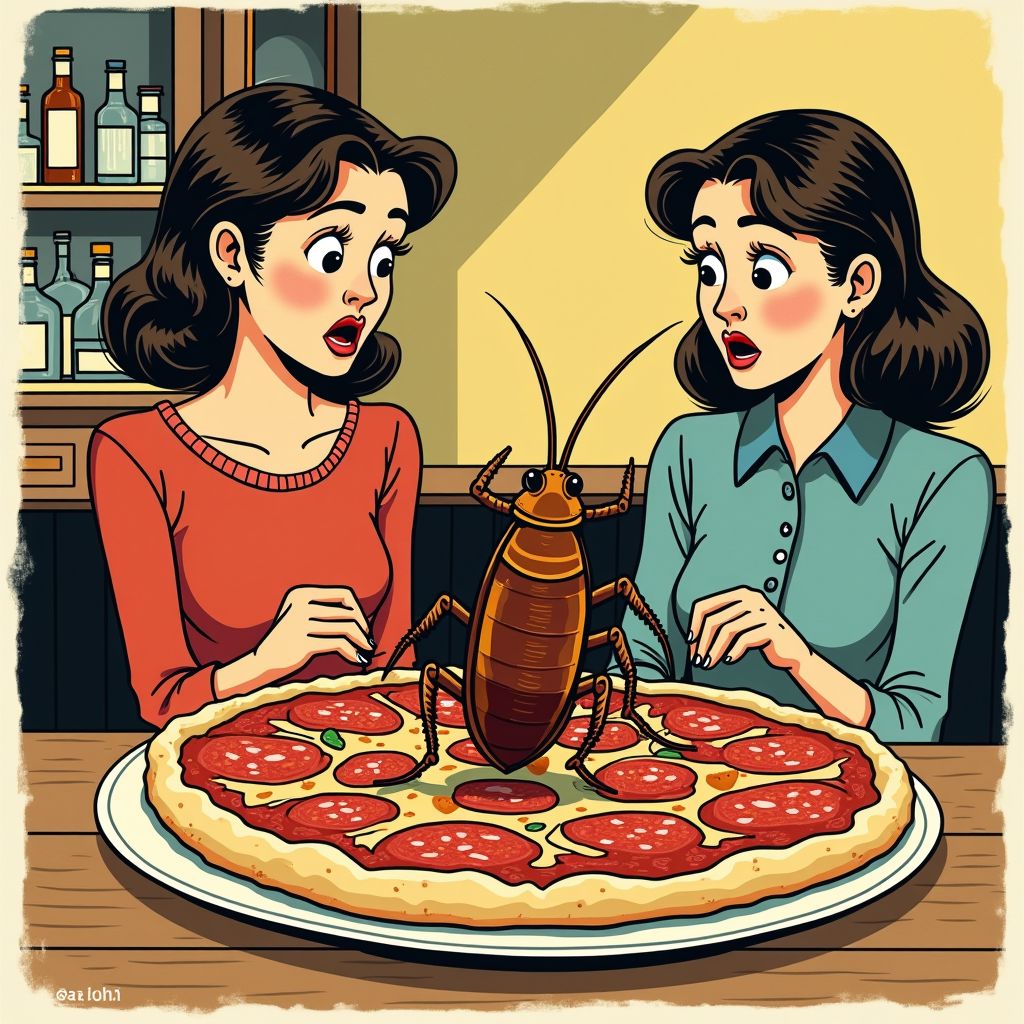 Kakkerlakpootjes staken uit salami tijdens laatste hap pizza in Amsterdam