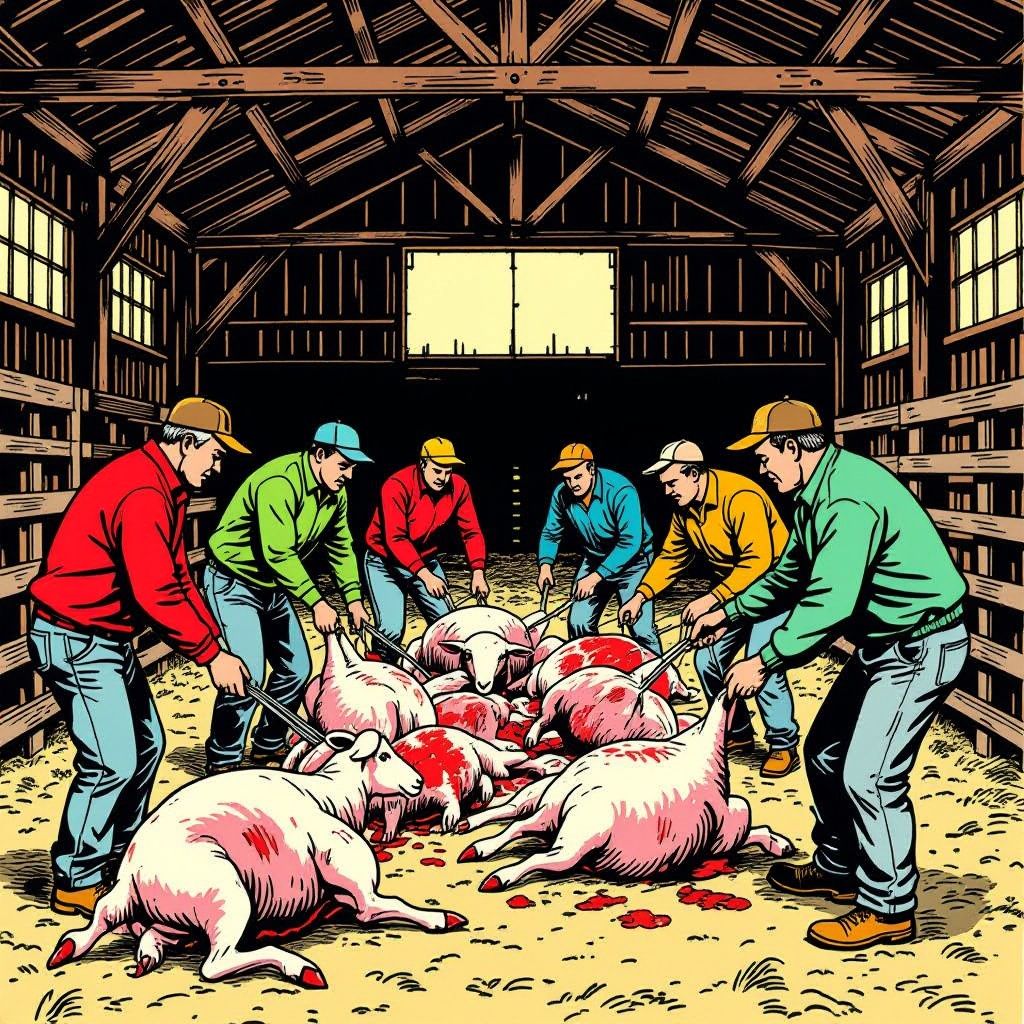 NVWA betrapt zeven mannen rood-handig bij illegaal slachten van schapen in Friese schuur