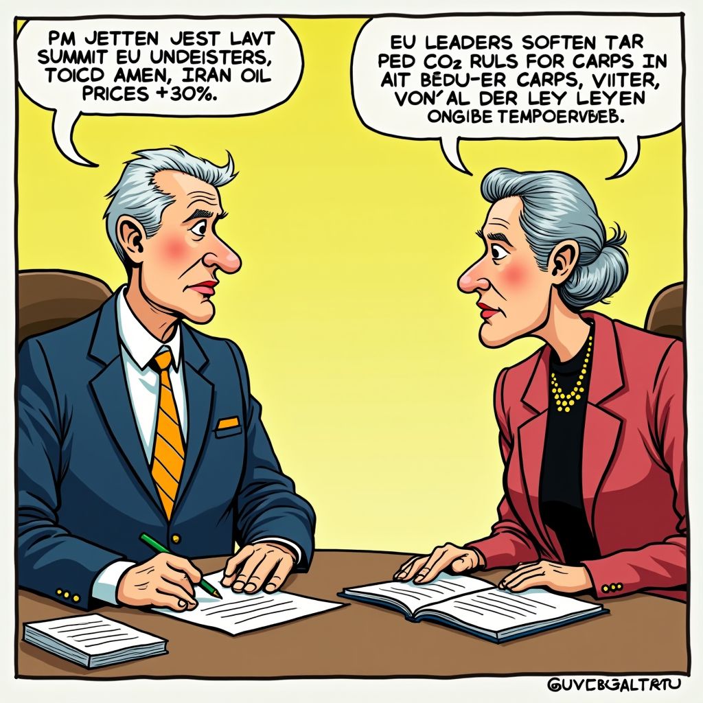 Premier Jetten leidt zijn eerste EU-top terwijl Iraanse aanvallen energieprijzen met 30 procent doen stijgen