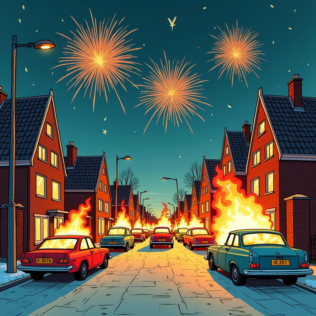 Nederland beleeft zwartste nieuwjaarsnacht ooit met recordaantal branden