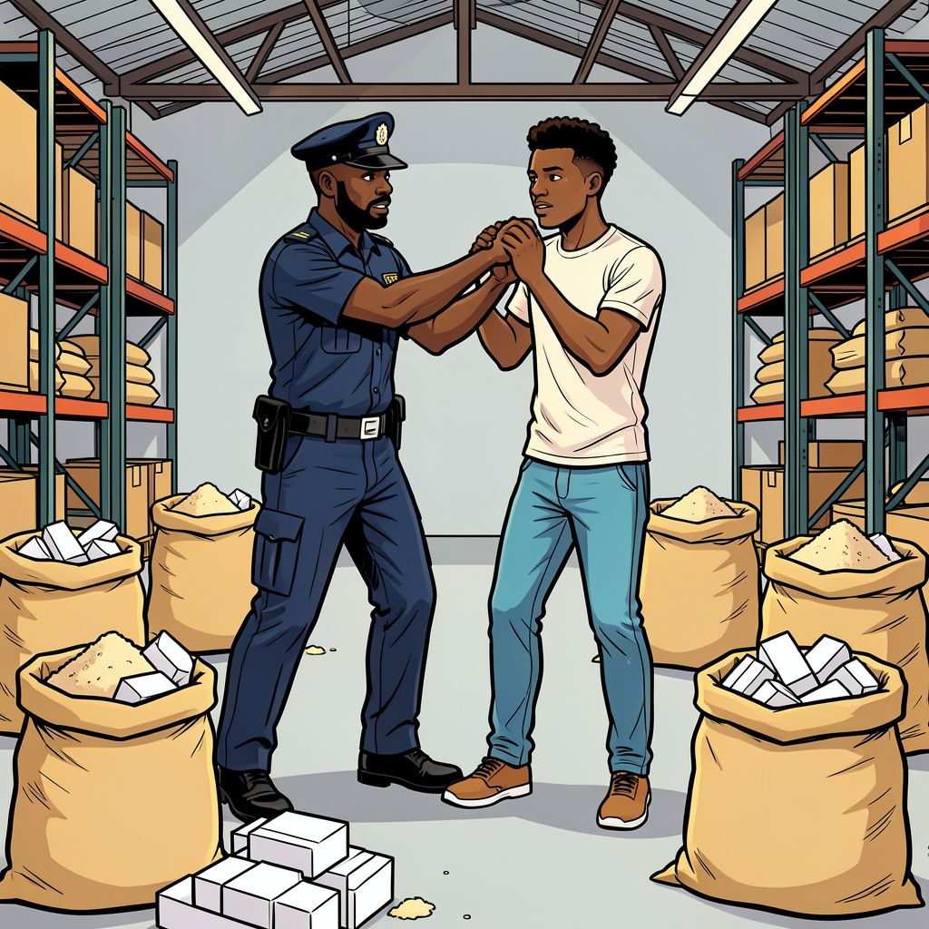De Ghanese politie pakt de Zaandammer Gilano H. op met miljoenen aan cocaïne.