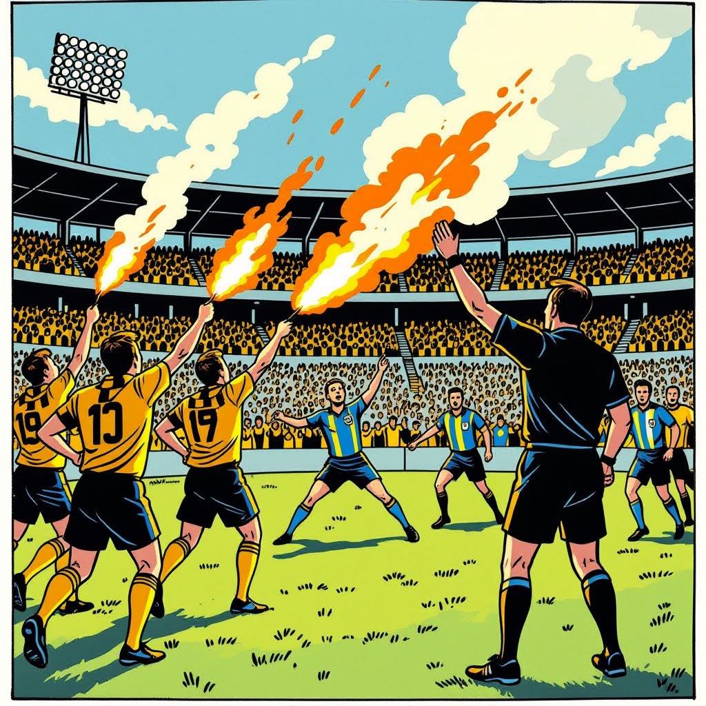 Vitesse-fans gooien fakkels naar thuispubliek en laten cruciale wedstrijd definitief staken