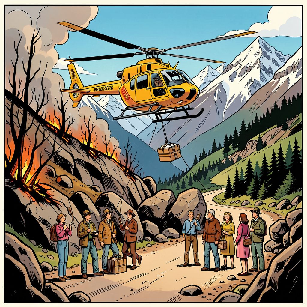 Helikopters bevoorraden vandaag duizenden ingesloten bergbewoners in de Franse Alpen.
