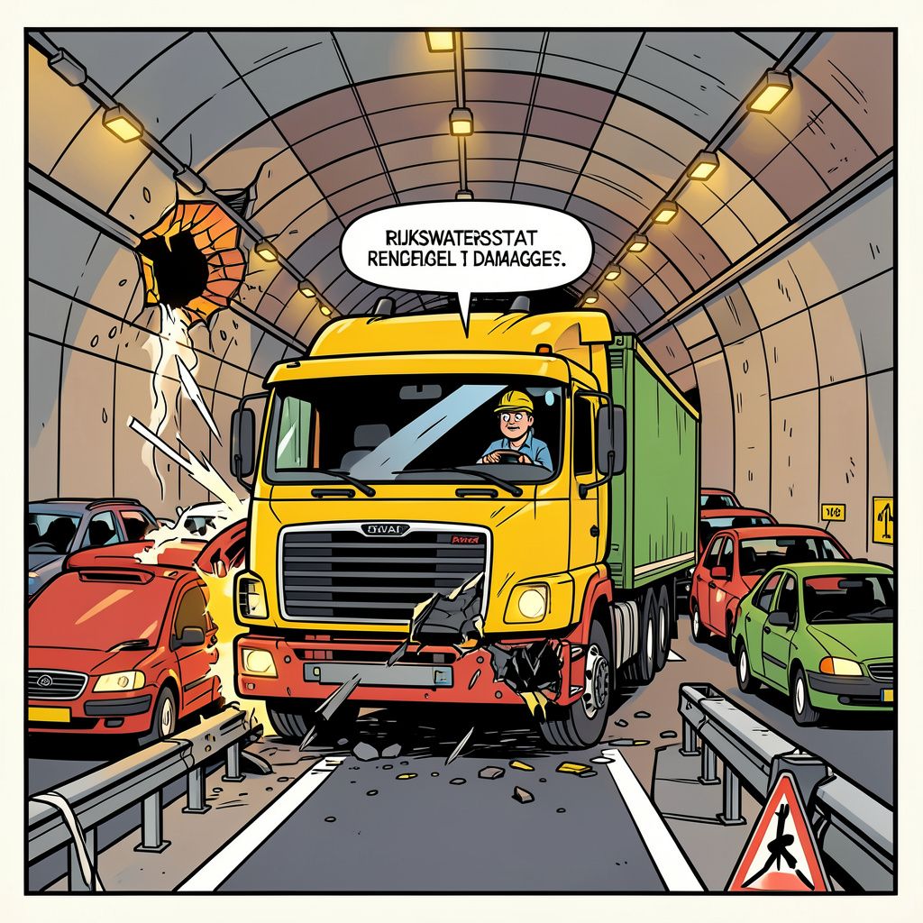 Vrachtwagenchauffeur negeert waarschuwing en rijdt tunnel kapot