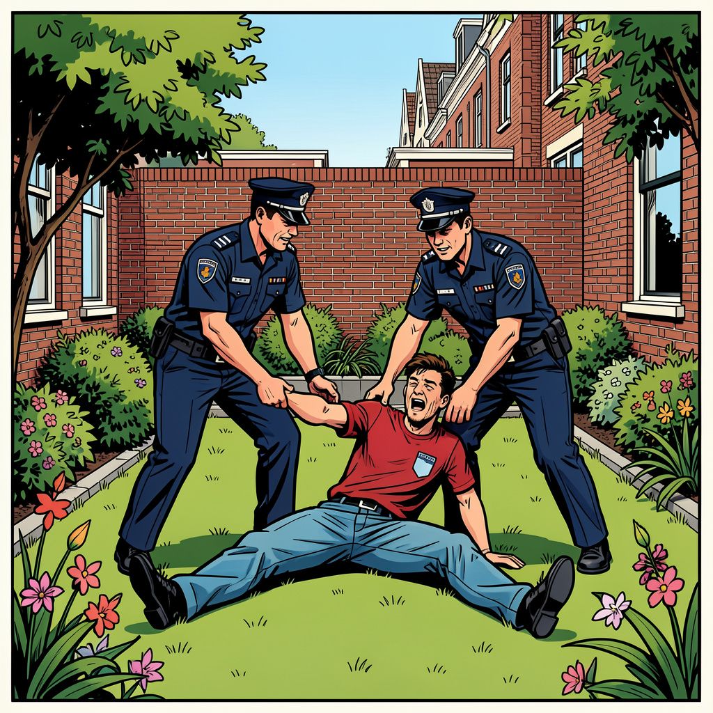 De politie heeft gisteravond een gewelddadige man opgepakt in een Amsterdamse tuin na een reeks mishandelingen en een steekpartij.