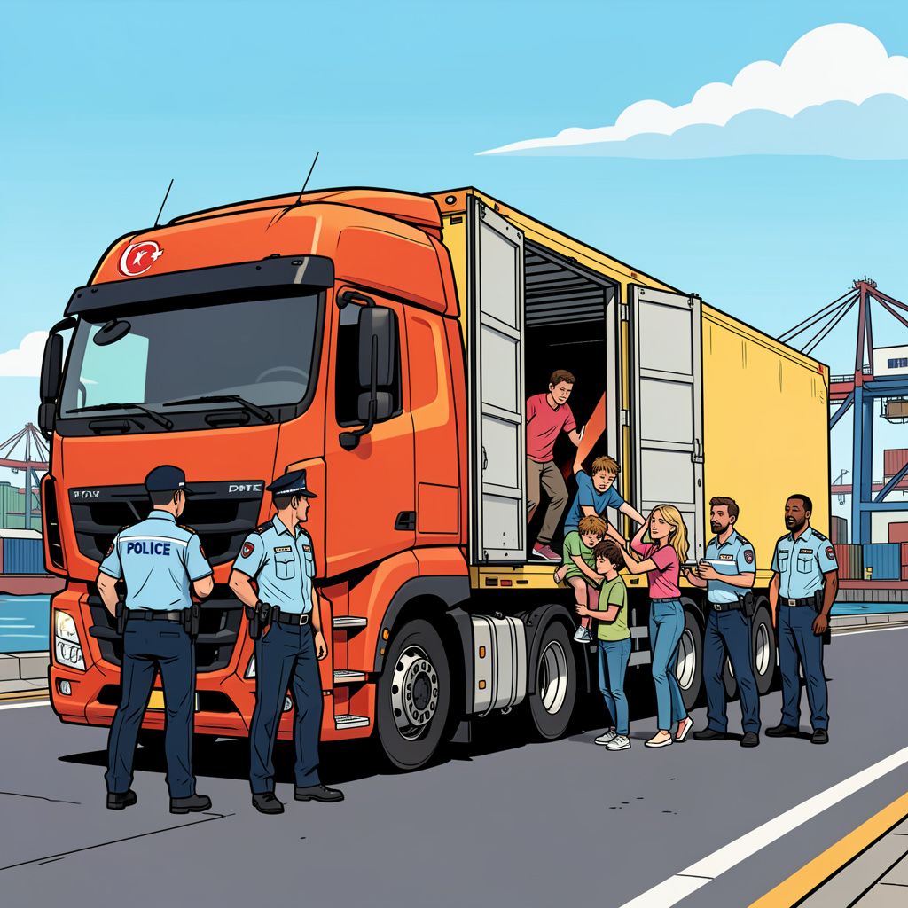 De politie vindt vijftien verstekelingen in een Turkse vrachtwagen in de haven van Vlaardingen.