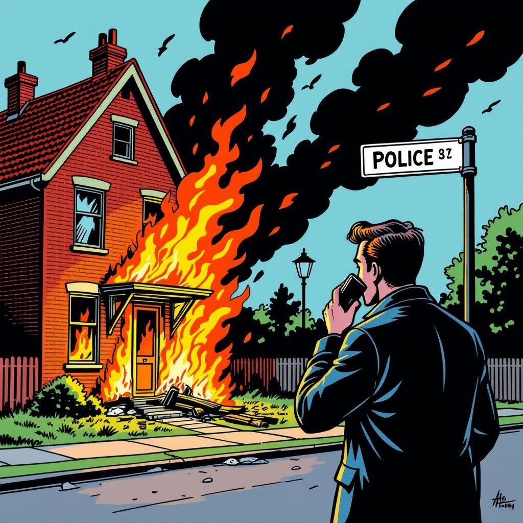 Man belt zelf de politie nadat hij zijn eigen huis in brand stak