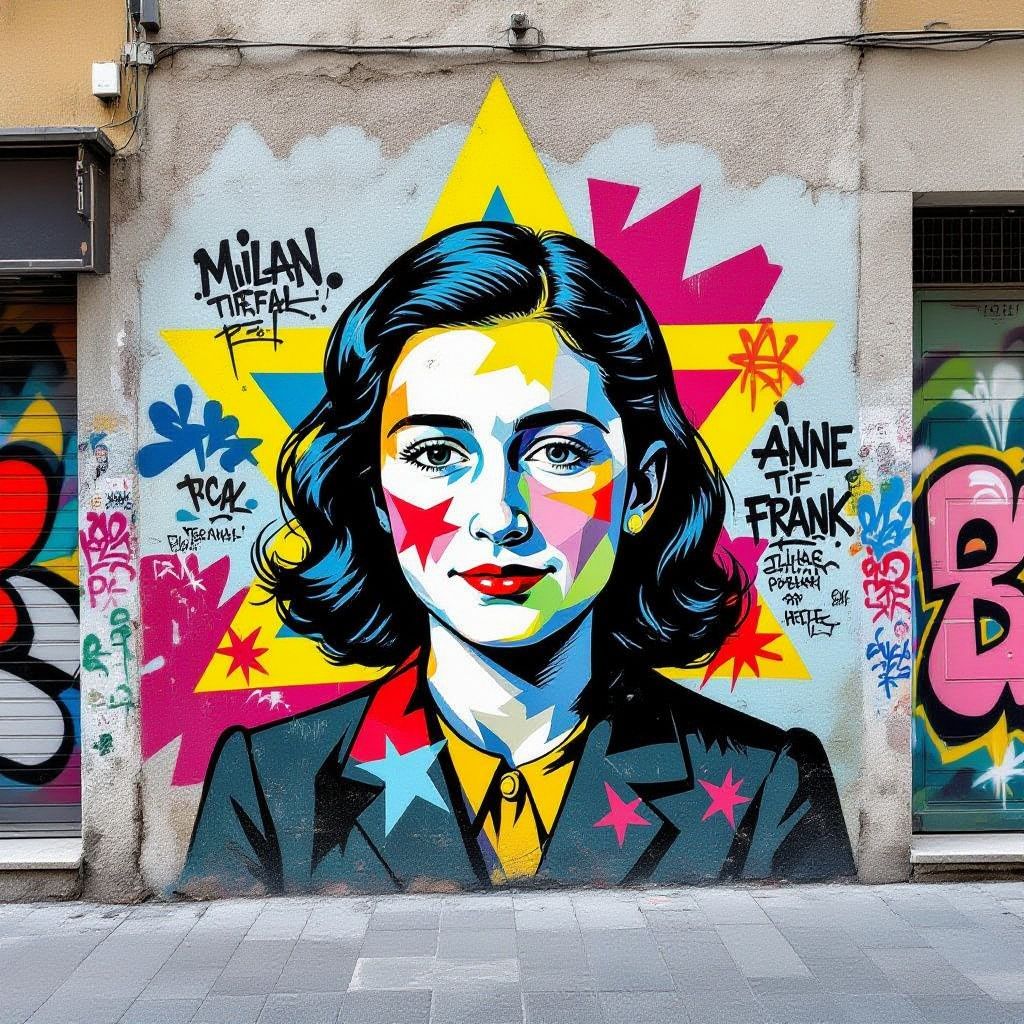 Een herdenkingsmuur voor Anne Frank in Milaan is beklad met antisemitische leuzen.