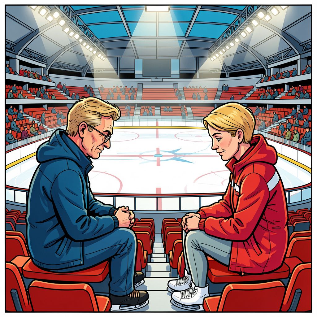 Erben Wennemars en Ireen Wüst ruilen de microfoon in voor een plek op de tribune.
