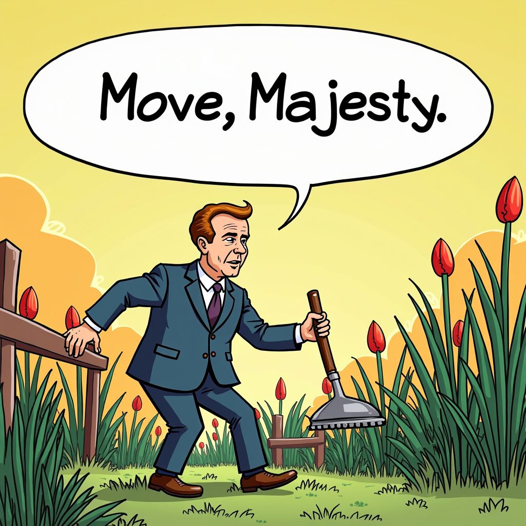 Koning Willem-Alexander vraagt bewoner om opzij te gaan tijdens tuinklus in Hoofddorp