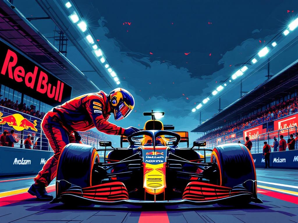 Red Bull monteur probeert stiekem McLaren tape van startgrid te verwijderen