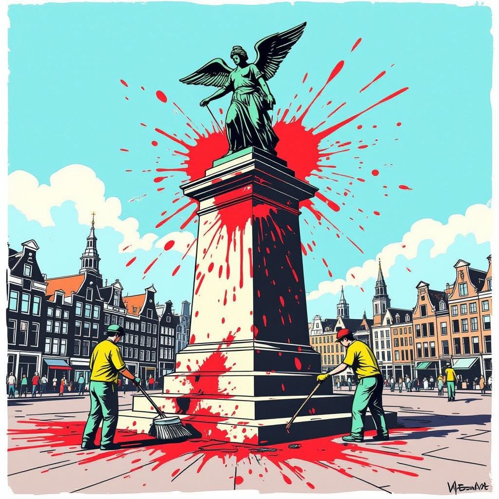 Activisten bekladden oorlogsmonument met 'genocide' op dodenherdenking
