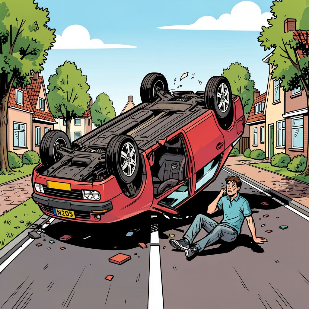 Een jonge automobilist drinkt te veel en slaat met zijn auto meerdere keren over de kop op de N203.