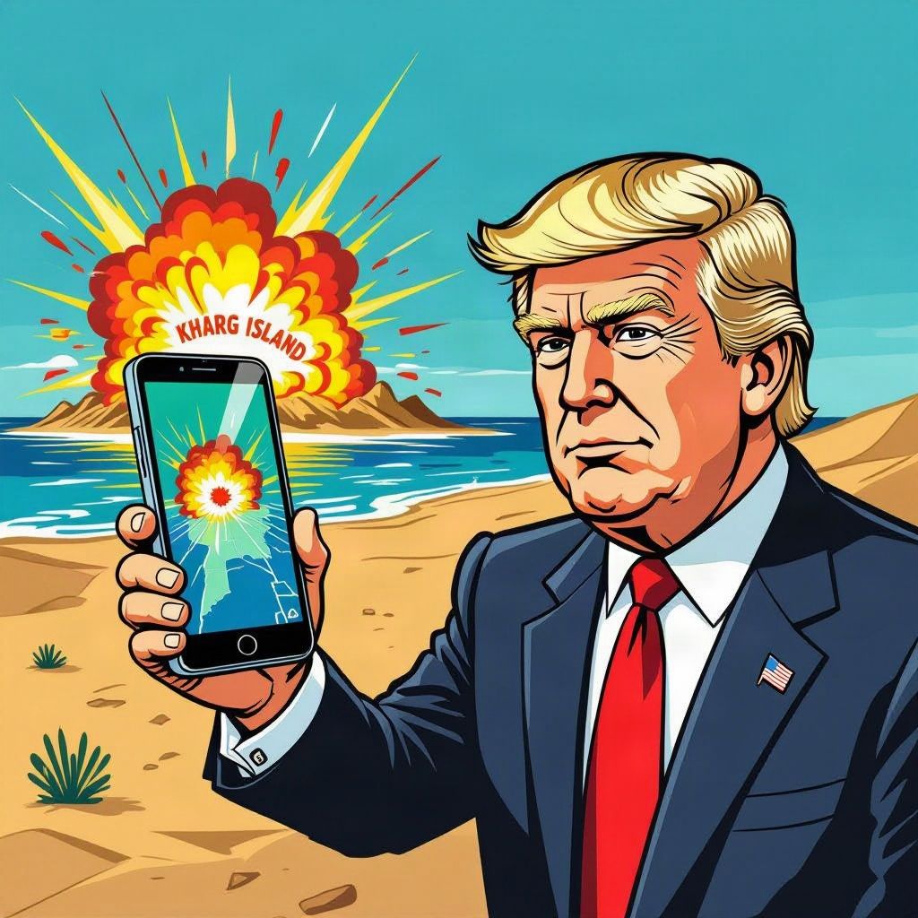 President Donald Trump bombardeert Iraans eiland met neppe computerbeelden