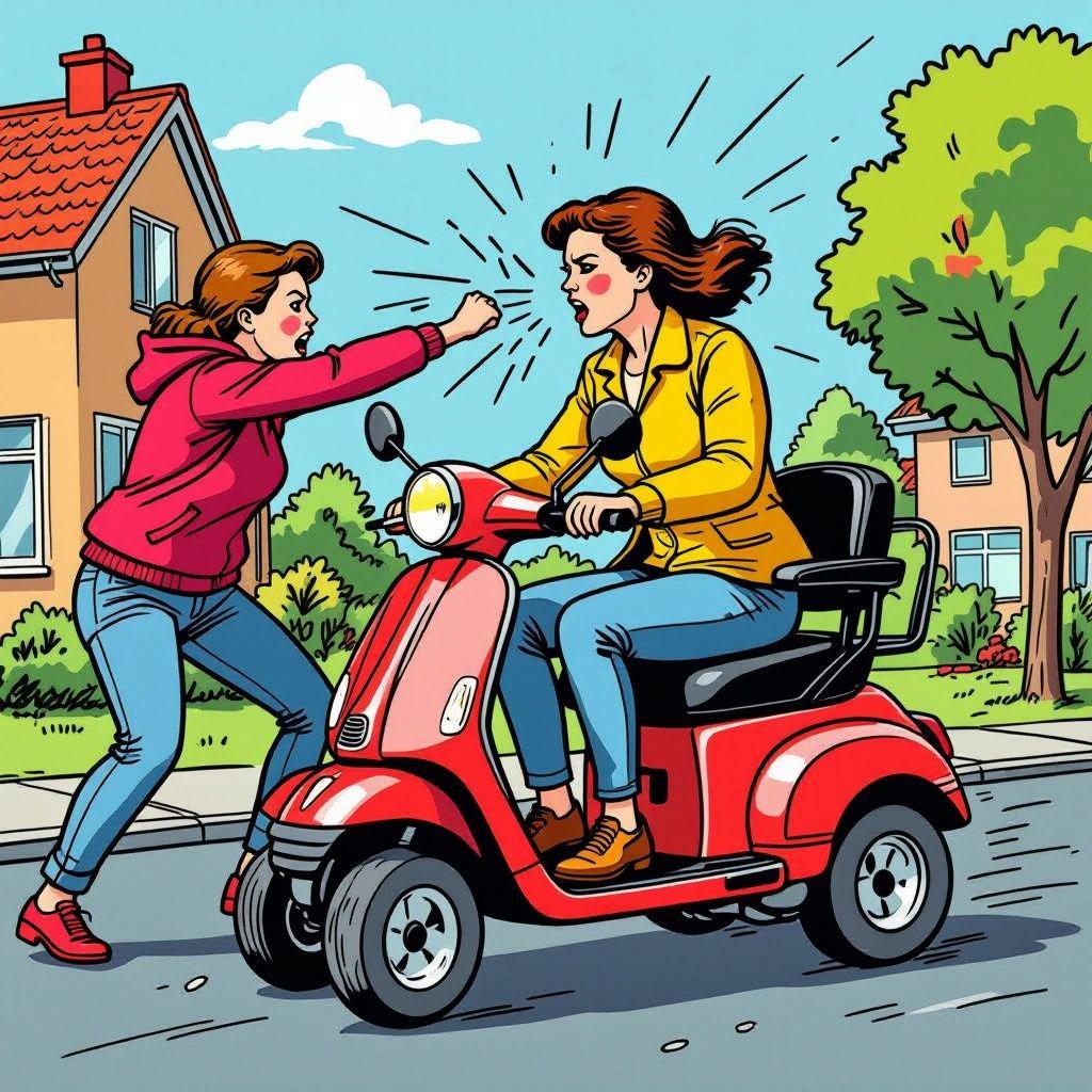 Vrouw wordt bewusteloos geslagen uit scootmobiel tijdens burenruzie en wordt wakker in plas bloed