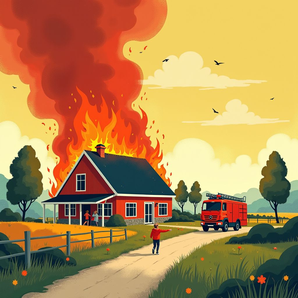 Stolpboerderij vliegt in brand terwijl bewoners nog binnen zijn