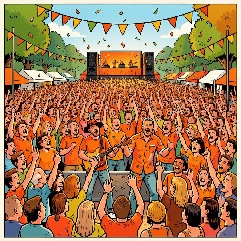 Duizenden mensen vieren koningsdag met ronnie flex en flemming op het chasséveld in breda