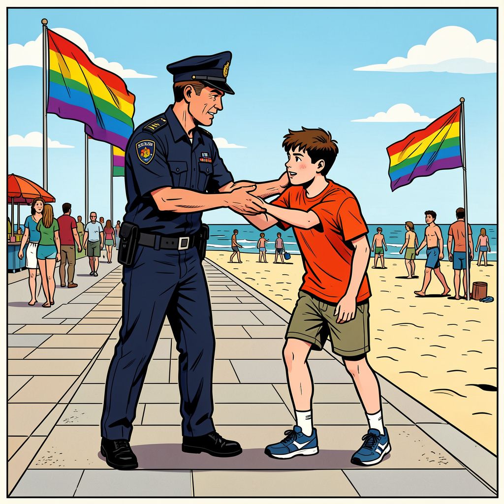 De politie pakt een minderjarige op na een gerichte mishandeling tijdens de Pride in Zandvoort.