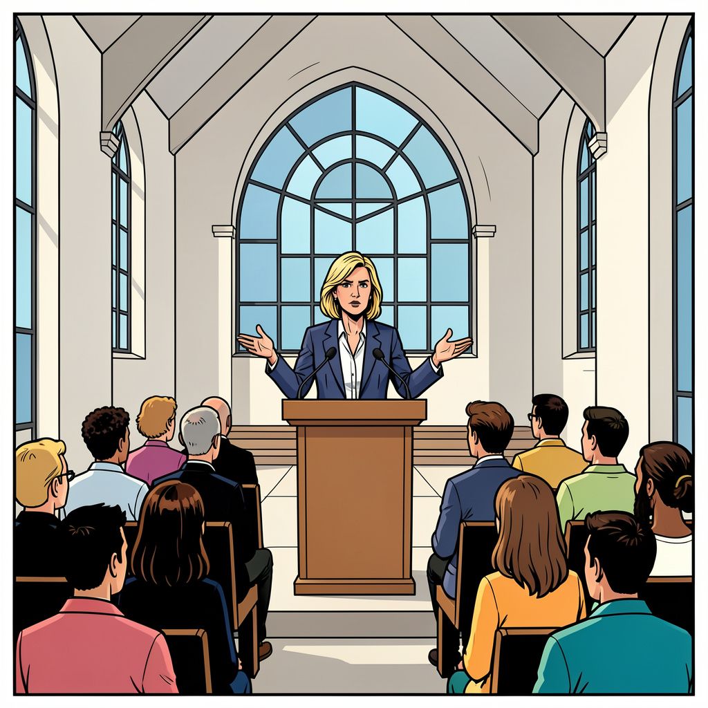 Rechts praat in een halflege kerk over de angst voor de hoofddoek.